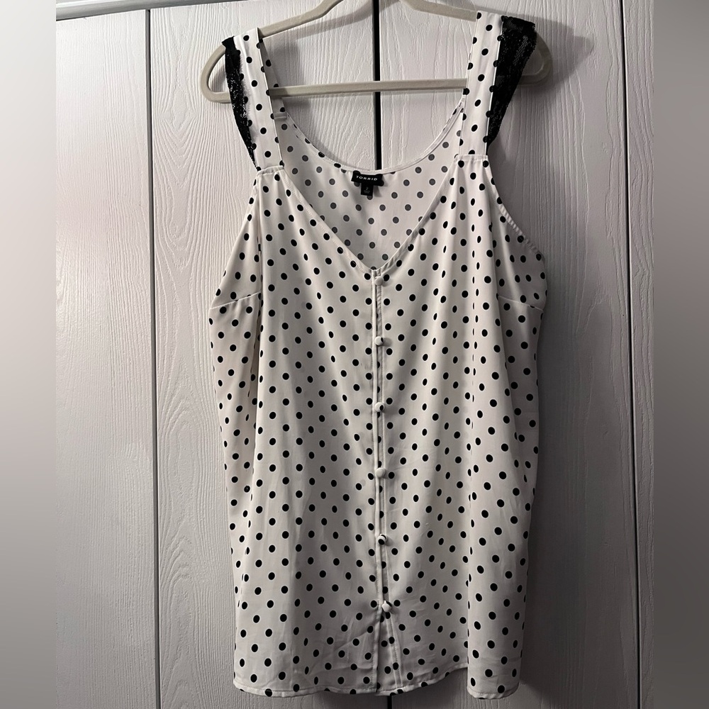 Torrid Black and White Polka Dot Blouse